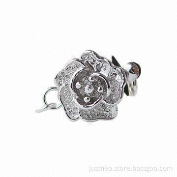 Solid 925 sterling silver/flower-shaped necklace clasps